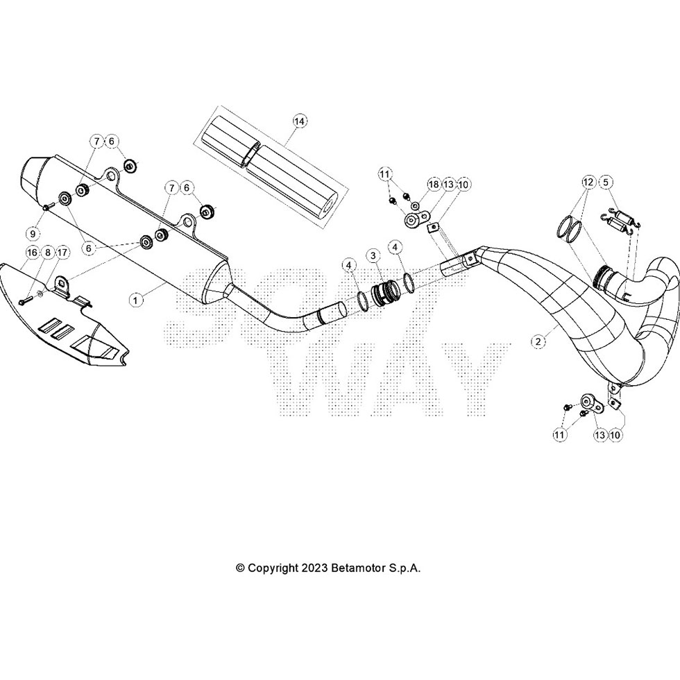 Beta RX300 24 Auspuffsystem Ersatzteile Beta RX300 24 Auspuffsystem Ersatzteile